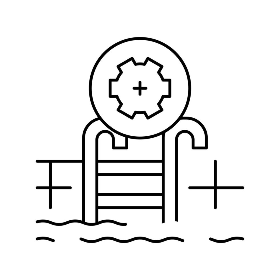 ilustración de vector de icono de línea de servicios de piscina comercial