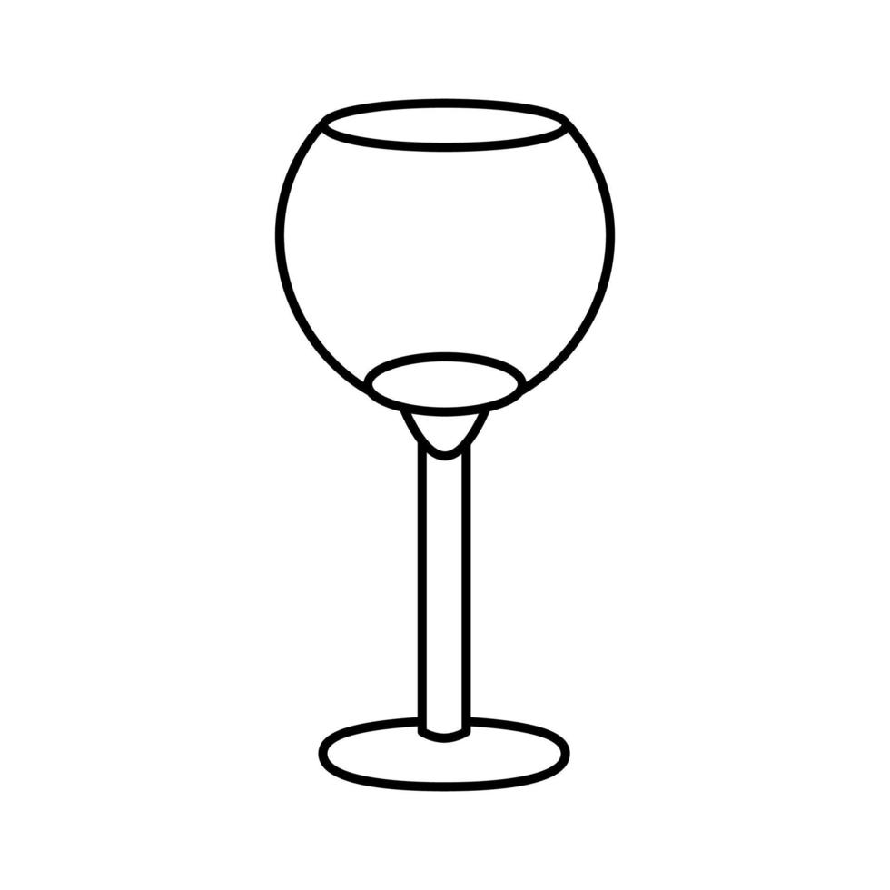 Ilustración de vector de icono de línea de copa de vino cabernet