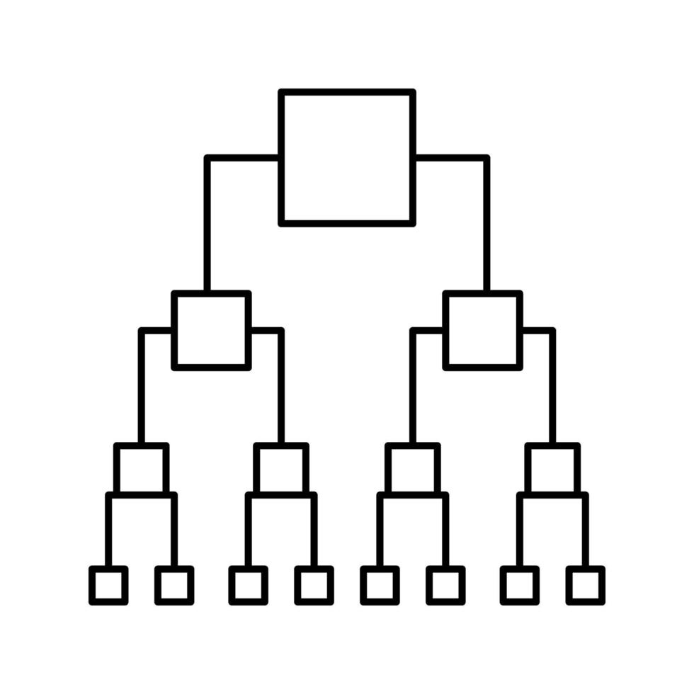 Ilustración de vector de icono de línea de diagrama de decisión binaria