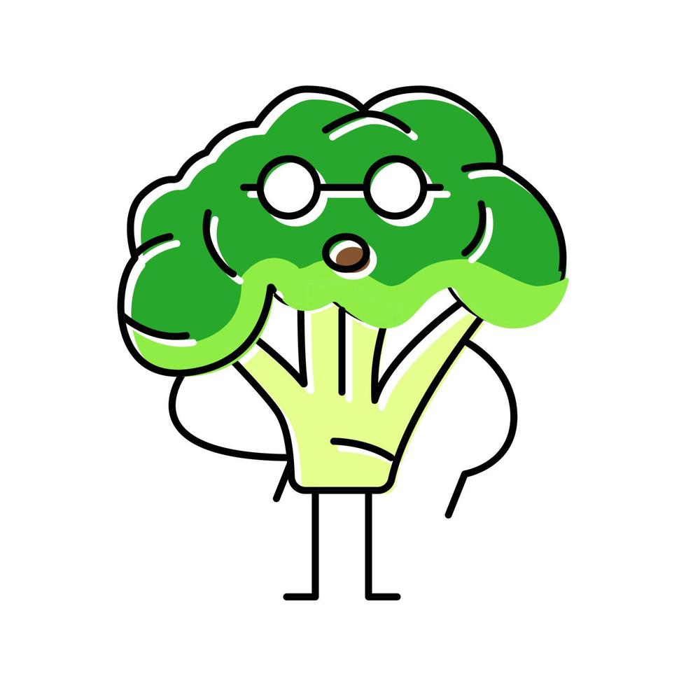 broccoli character color icon vector illustration