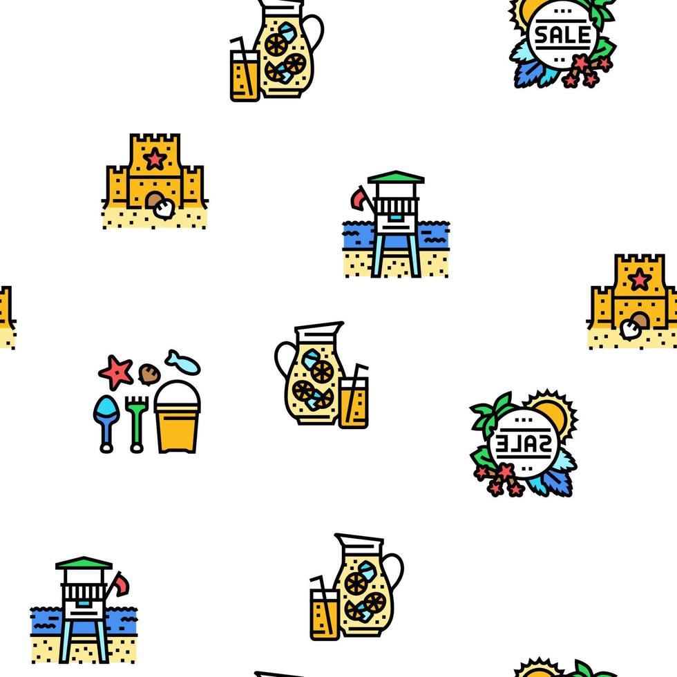 summer season vacation nature vector seamless pattern