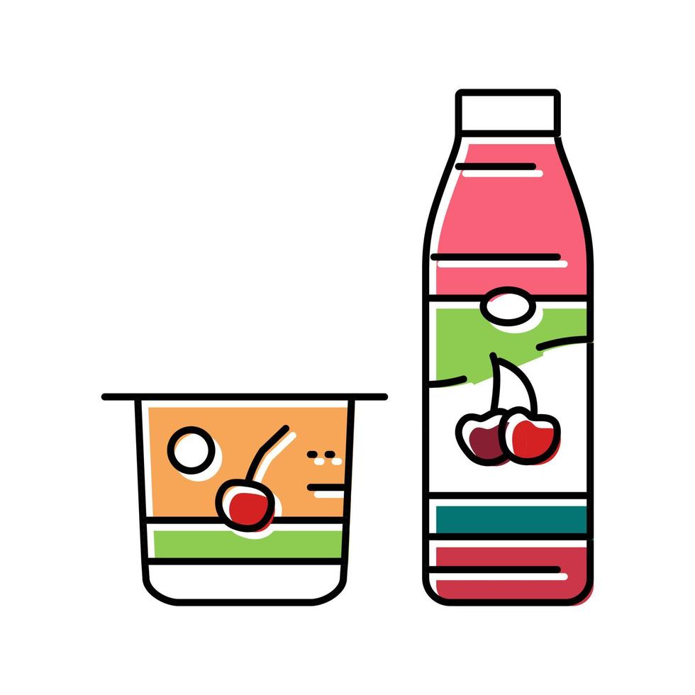 ilustración de vector de icono de color de yogur de cereza