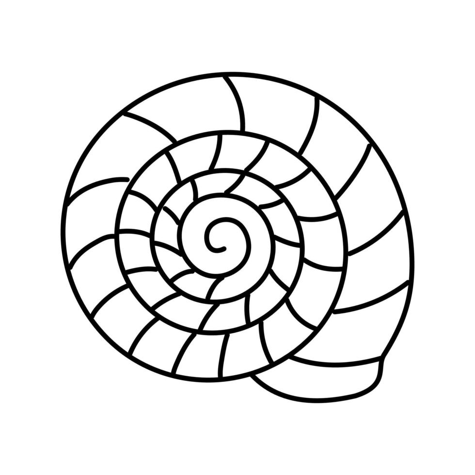 spiral seashell beach line icon vector illustration