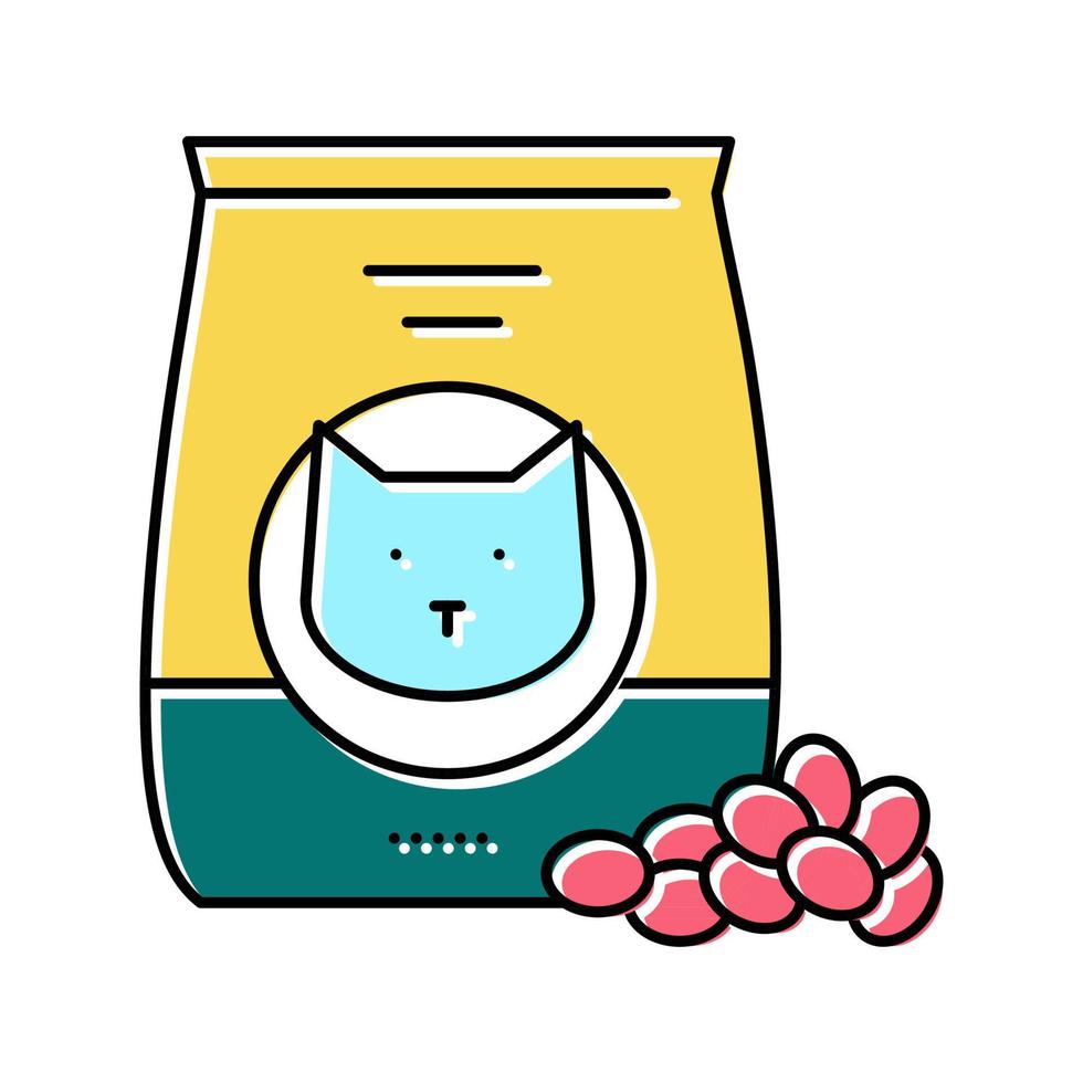 ilustración de vector de icono de color de comida seca de gato