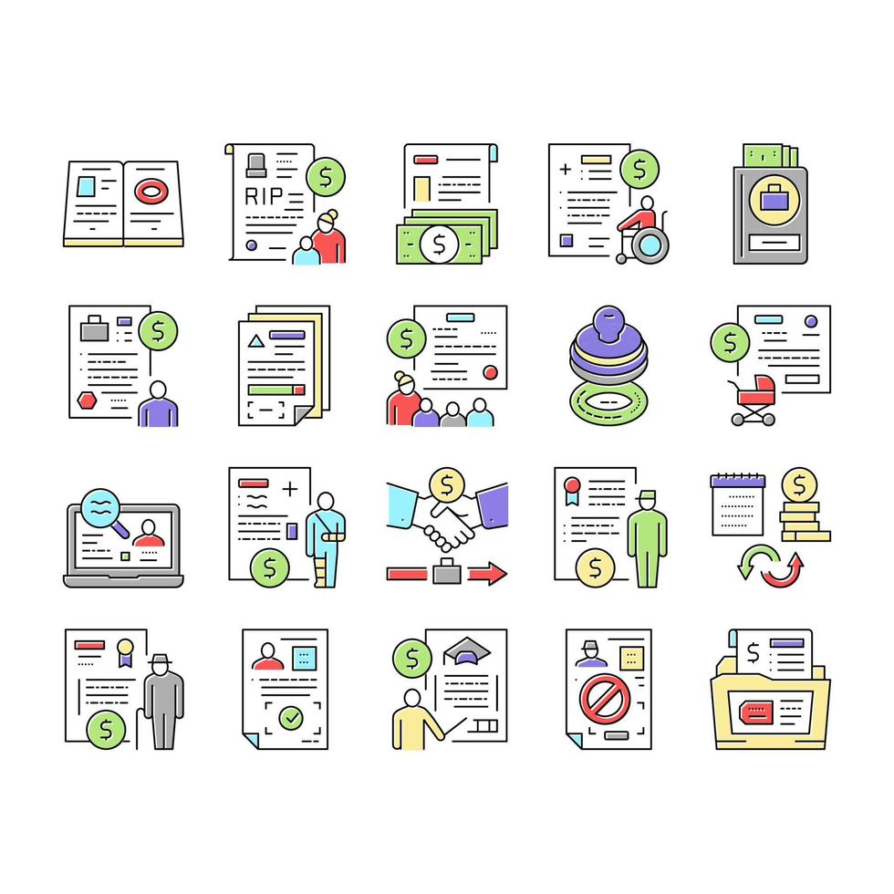 Allowance Finance Help Collection Icons Set Vector