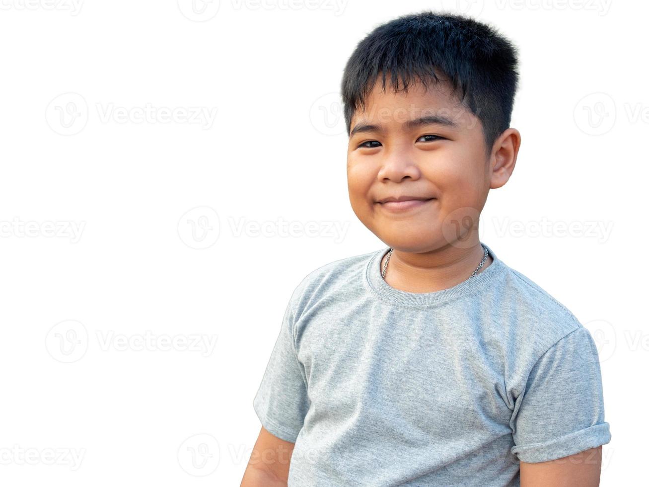 Portrait of smiling boy isolated on white background photo