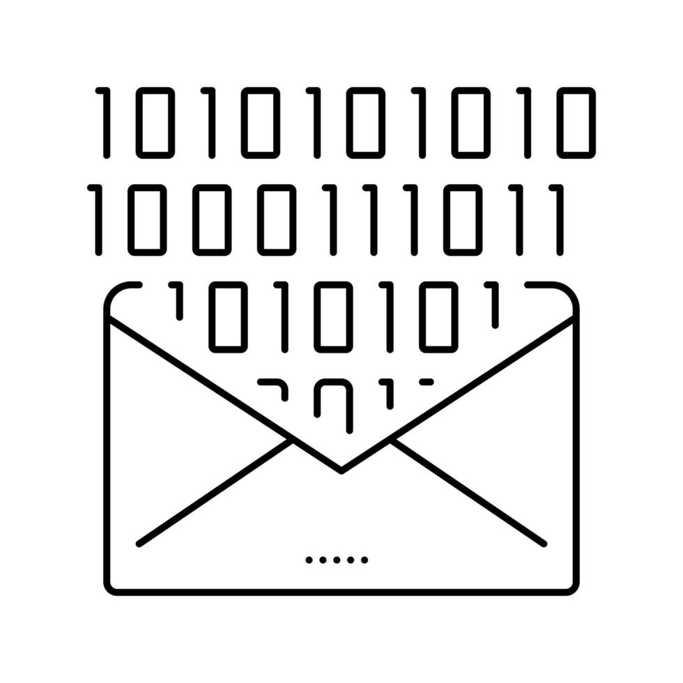 email message with binary code line icon vector illustration