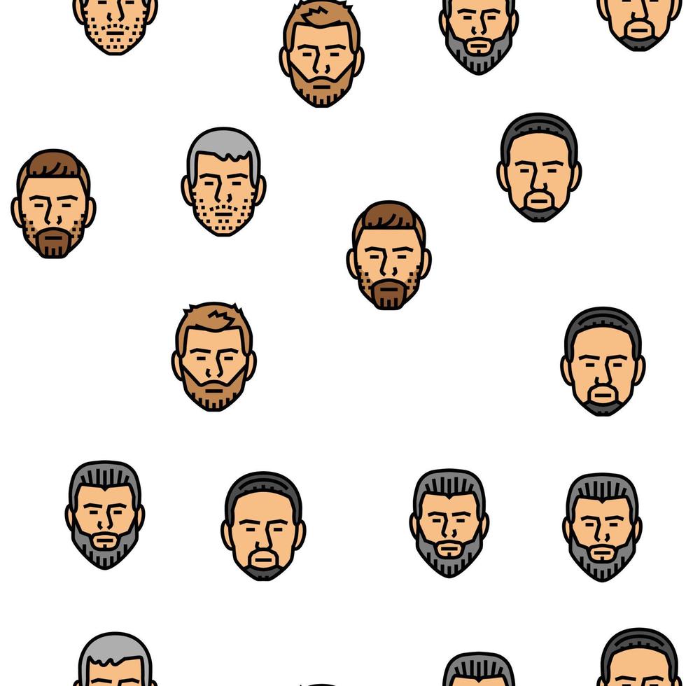 beard hair style face male vector seamless pattern