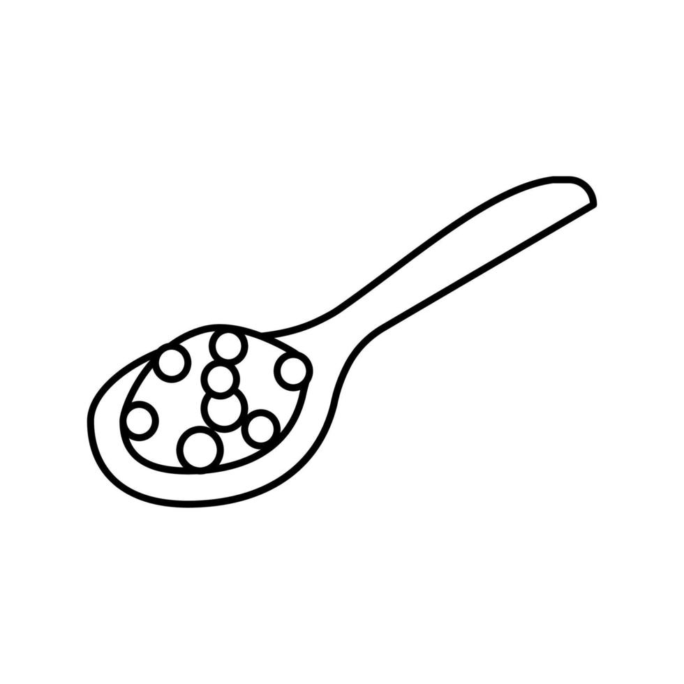 pepper wooden spoon line icon vector illustration