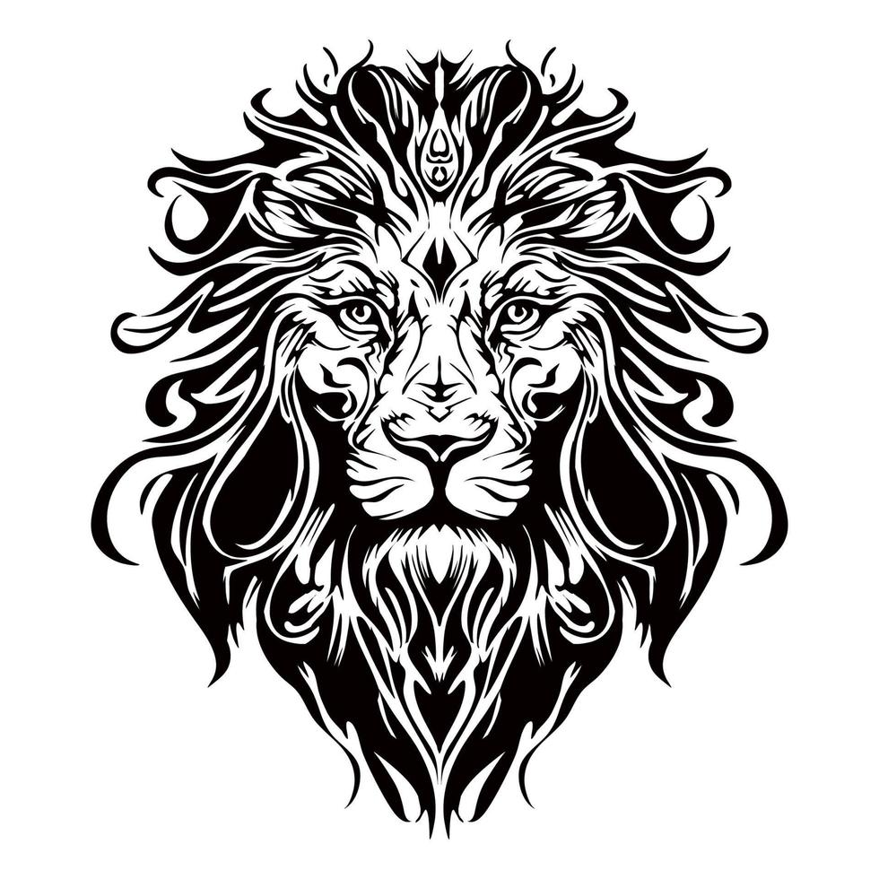 Lion Head Silhouette Outline Drawing vector