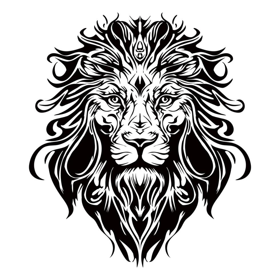 Lion Head Silhouette Outline Drawing vector