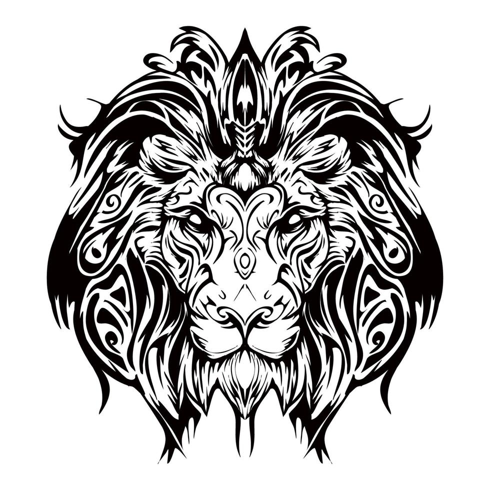 Lion Head Silhouette Outline Drawing vector