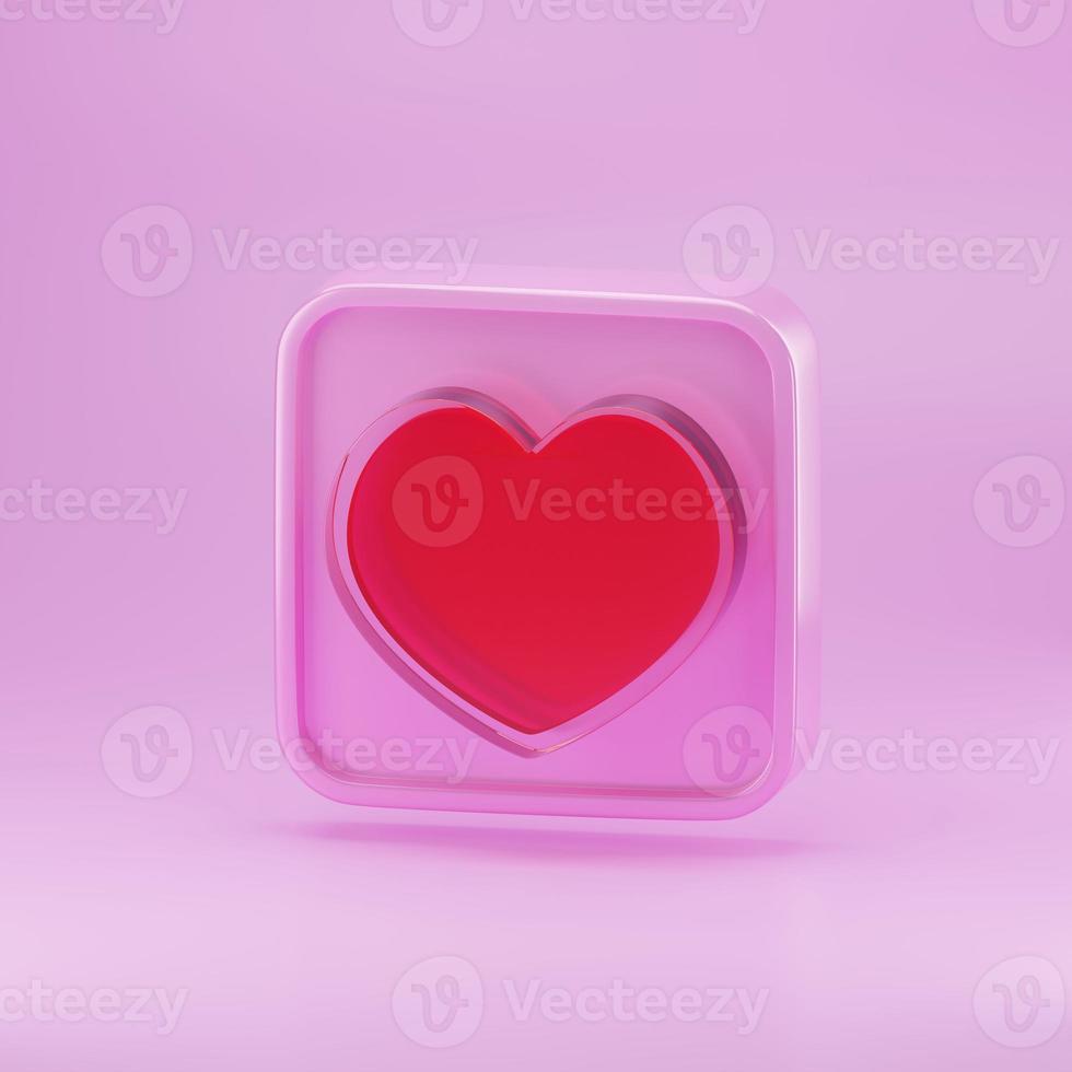 heart glass shape 3d rendering pink valentine's day photo