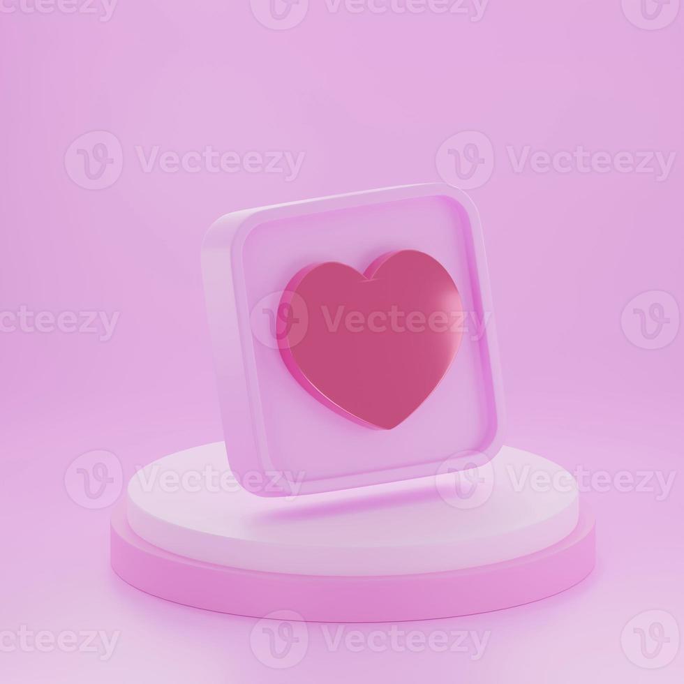 heart shape 3d rendering empty space cylinder pink podium valentine's day photo