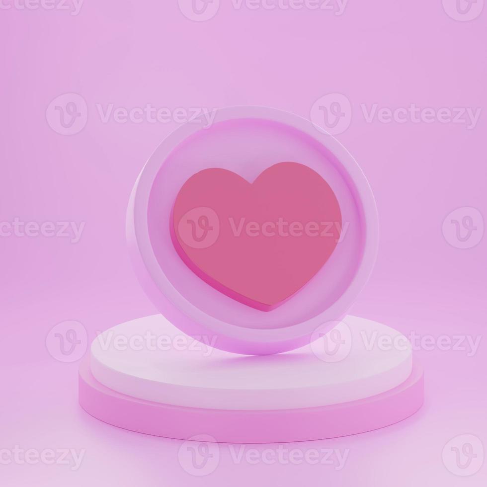 heart shape 3d rendering empty space cylinder pink podium valentine's day photo