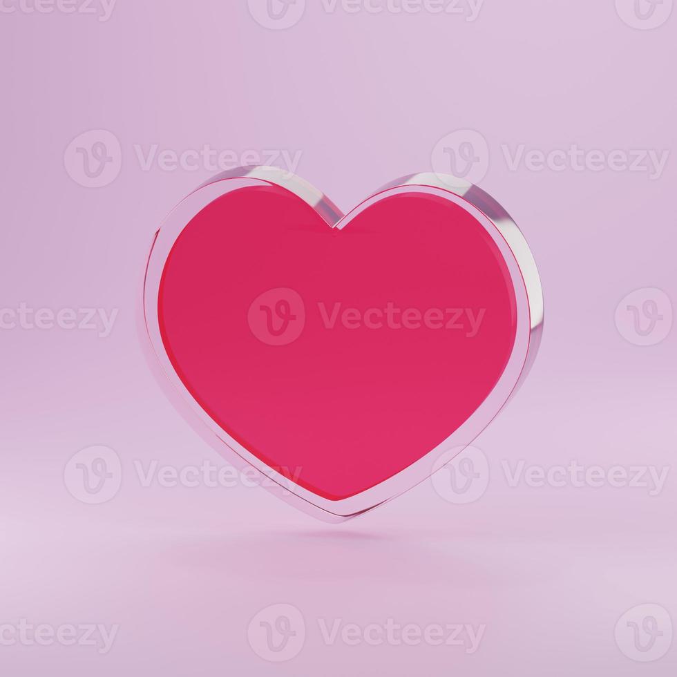 heart glass shape 3d rendering empty space pink valentine's day photo