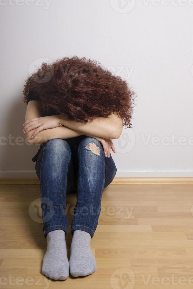 sad depressed young woman hiding her face 19577262 Stock Photo at