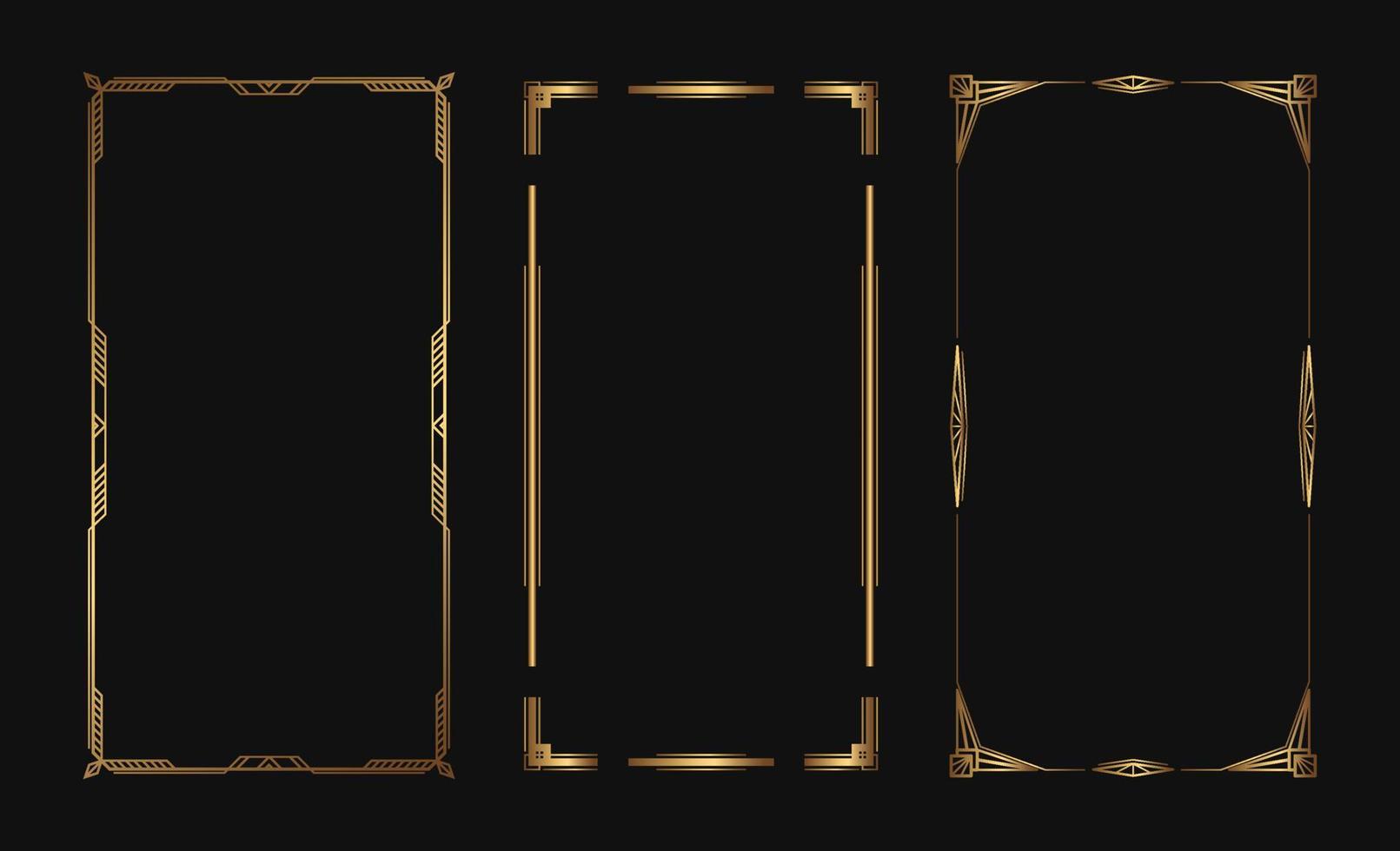 Set of golden vector frames for stories in social media. Isolated art deco borders for design.