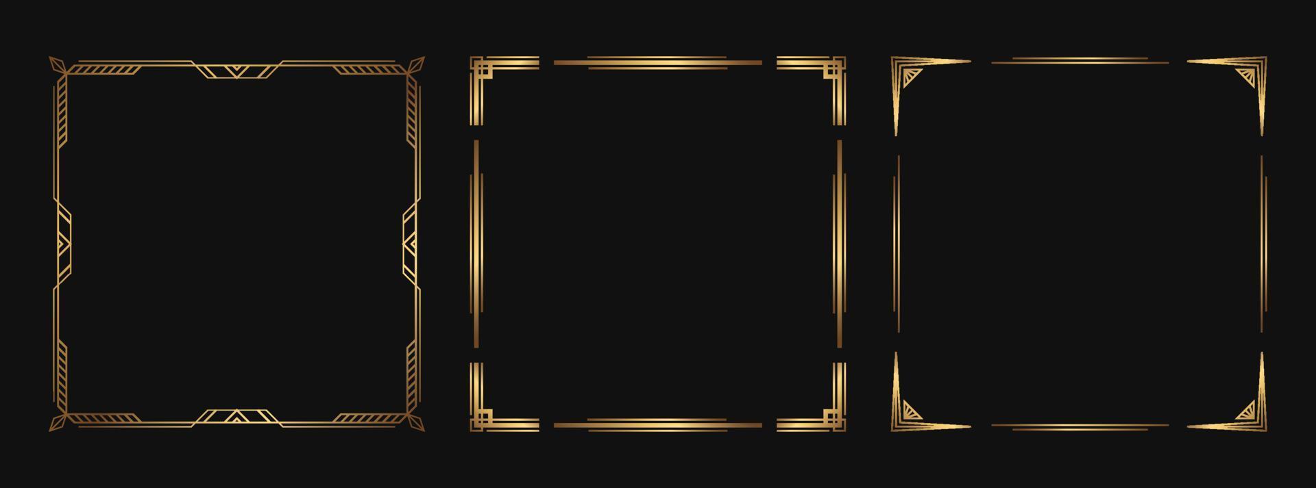 Isolated vector art deco square frames and borders for social media posts