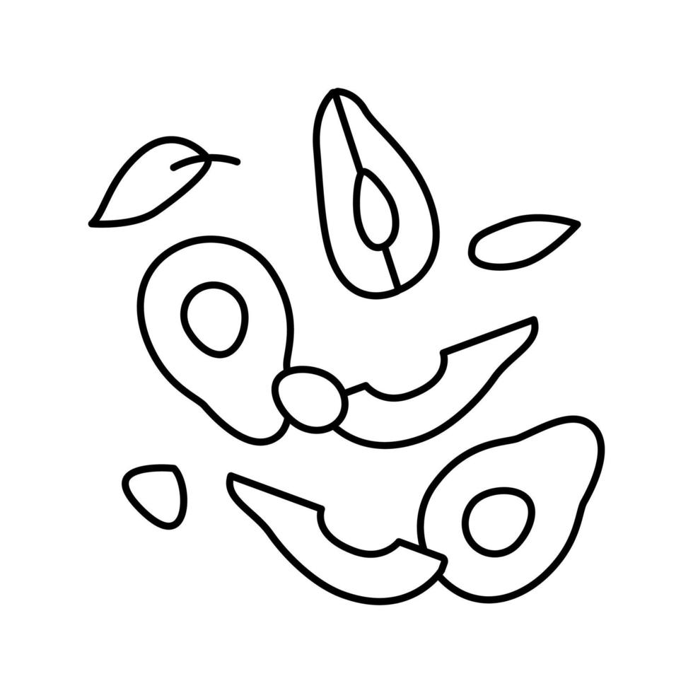 Ilustración de vector de icono de línea de ensalada de aguacate delicioso
