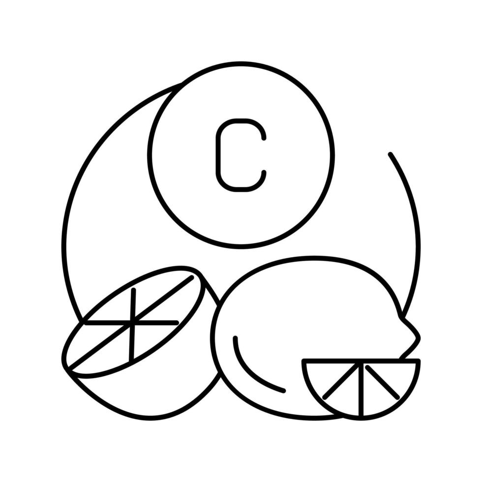 c vitamin citrus line icon vector illustration