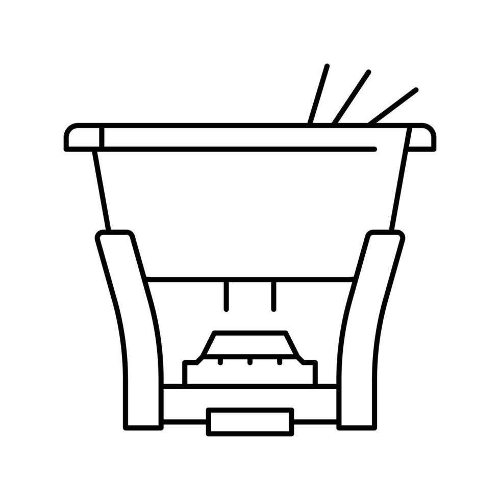 cast iron fondue pot line icon vector illustration