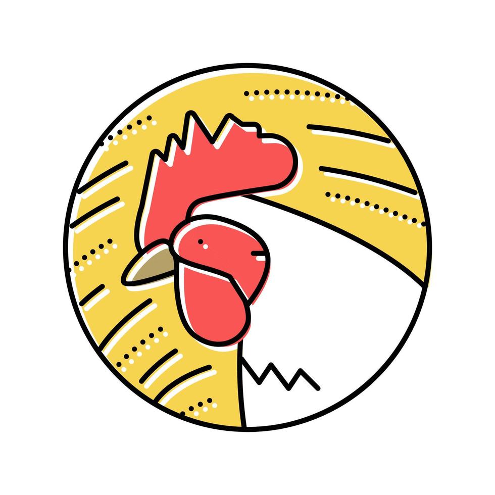 gallo horóscopo chino animal color icono vector ilustración