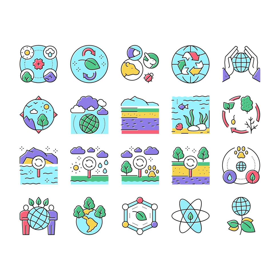 Ecosystem Environment Collection Icons Set Vector