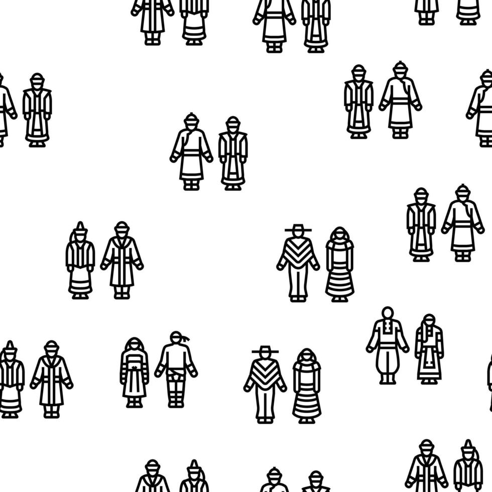 National Clothes Costume Design vector seamless pattern