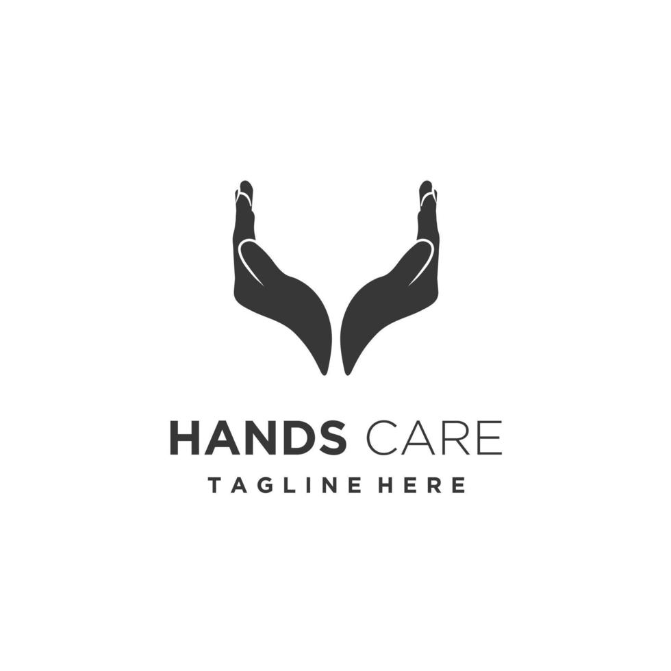 Hand silhouette logo design. Love, care, sharing, charity, medicine symbol illustration vector