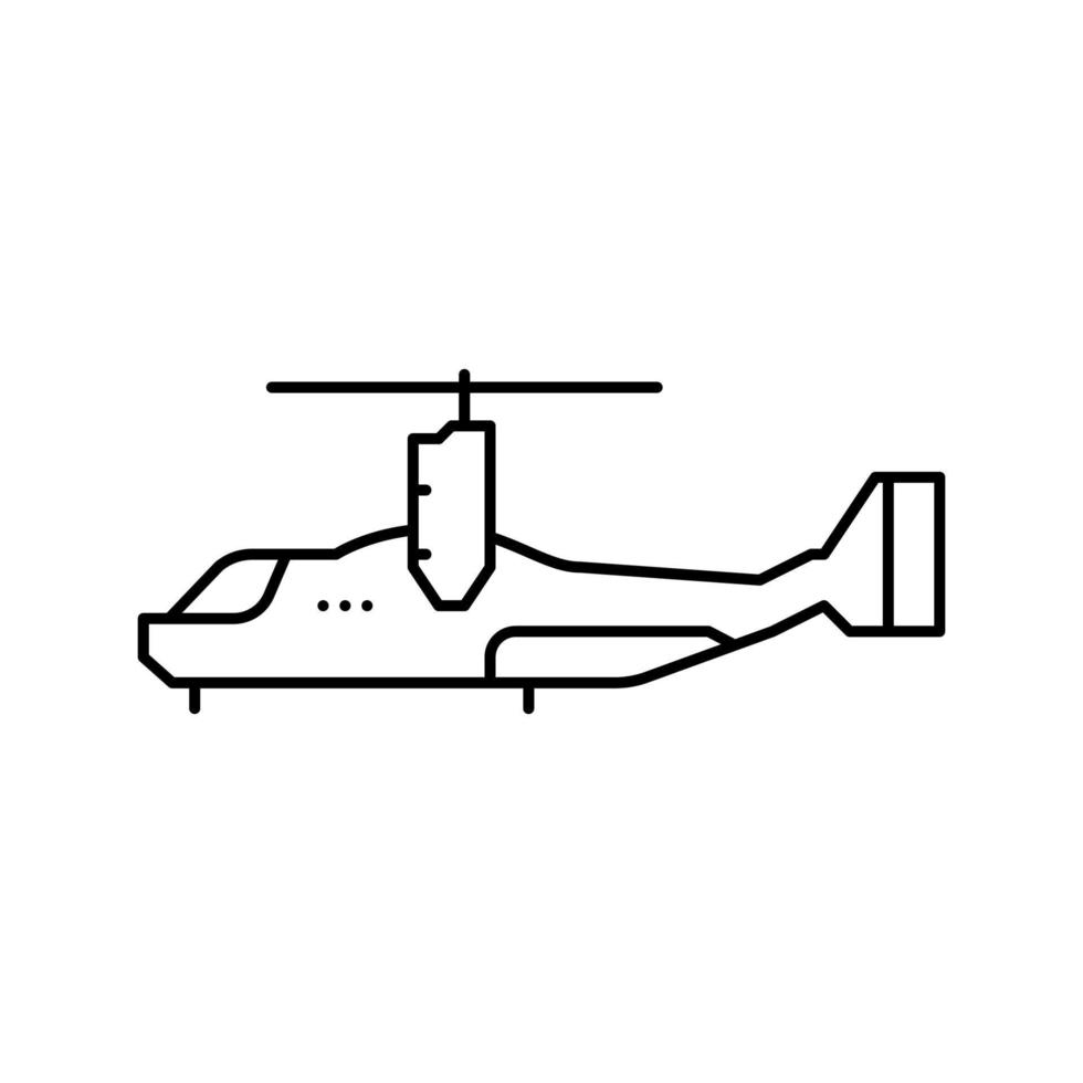 icono de línea de avión de rotor basculante ilustración vectorial vector