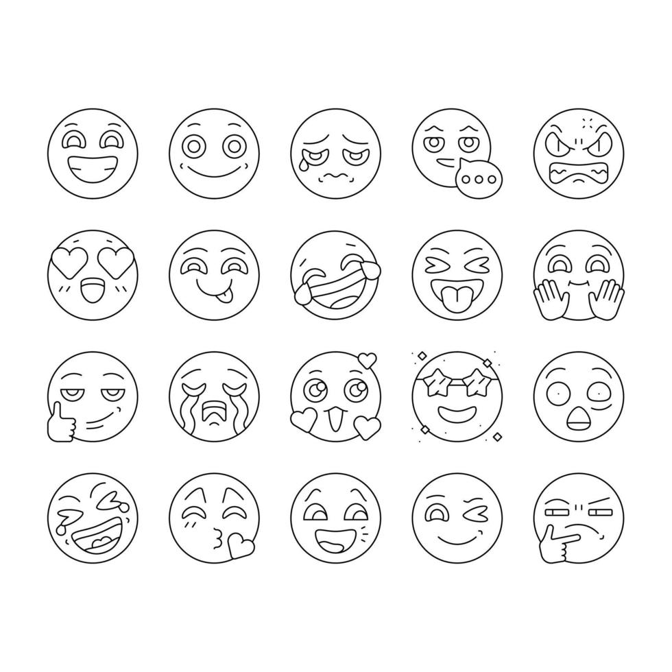 Emoji Emotional Funny Smile Face Icons Set Vector