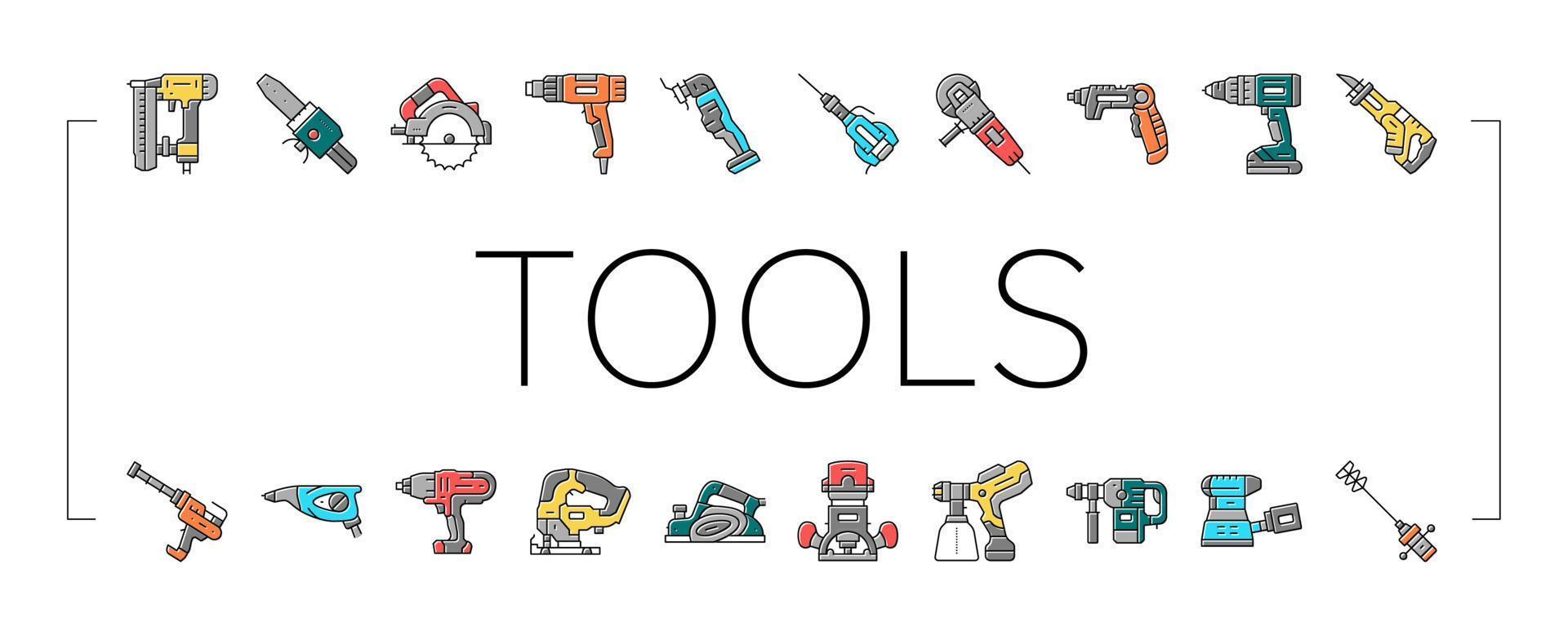 Tools For Building And Repair Icons Set Vector