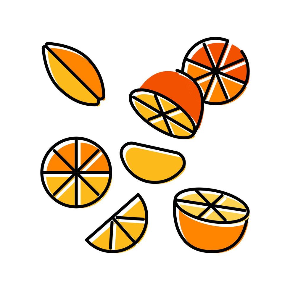 Ilustración de vector de icono de color orgánico delicioso naranja