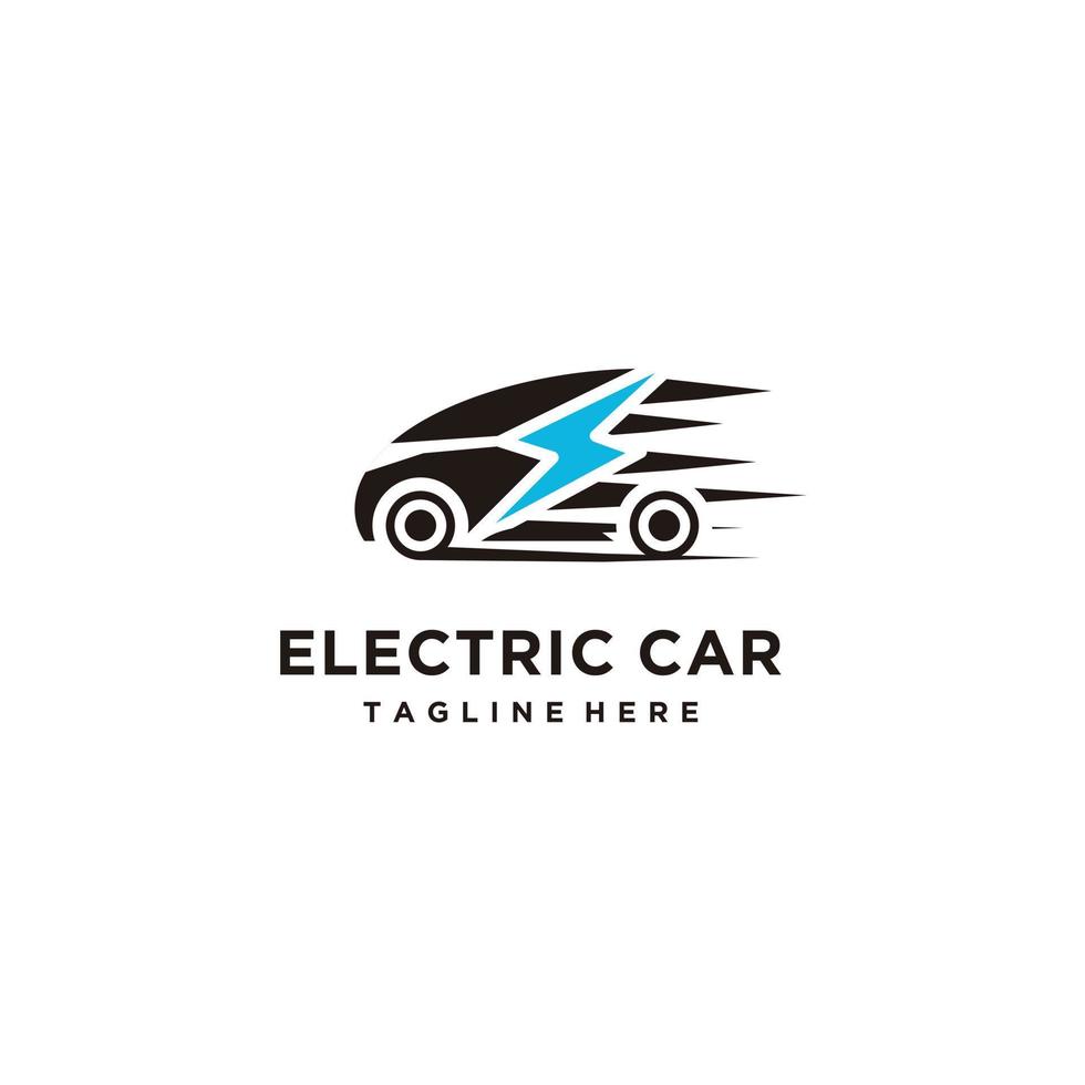 Electric Car flash thunder silhouette eco logo design vector template