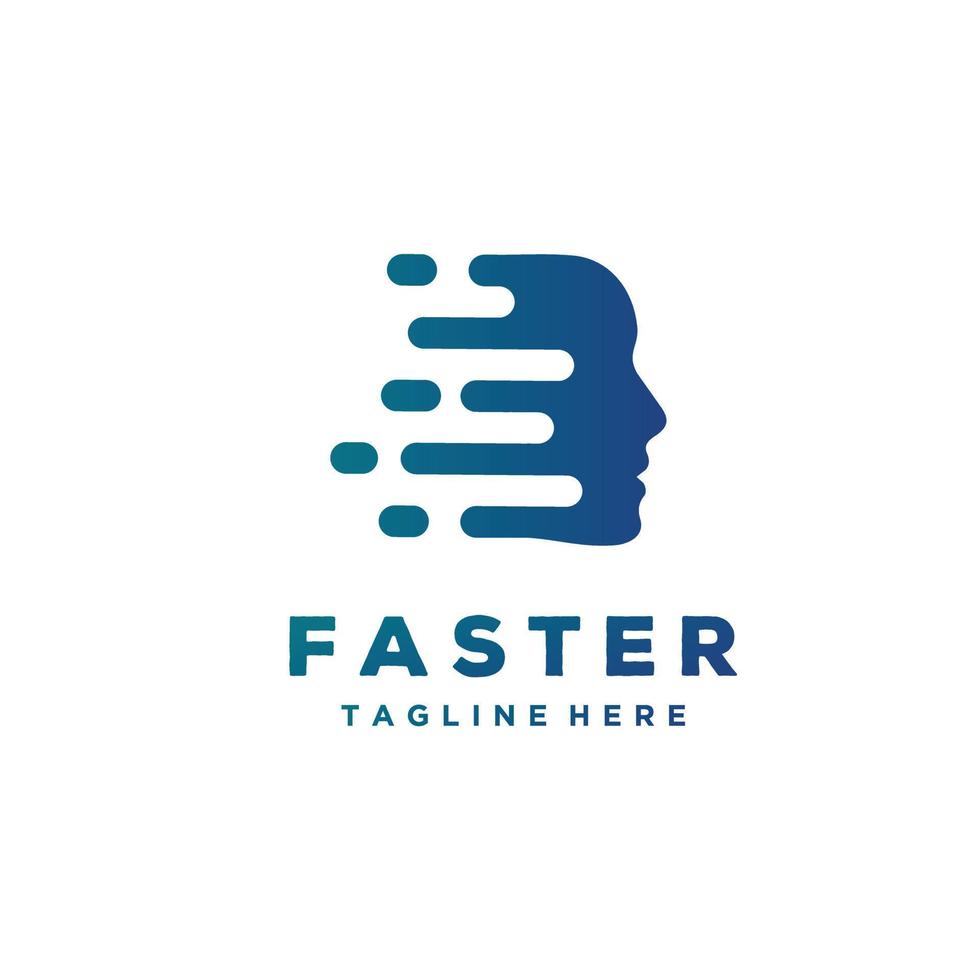 Head human smart fast technology, brain human artificial , icon vector, smart tech logo design vector