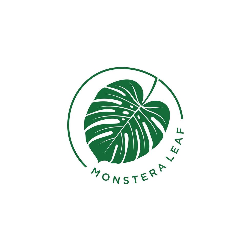 Monstera deliciosa deliciosa leaf logo vector icon illustration