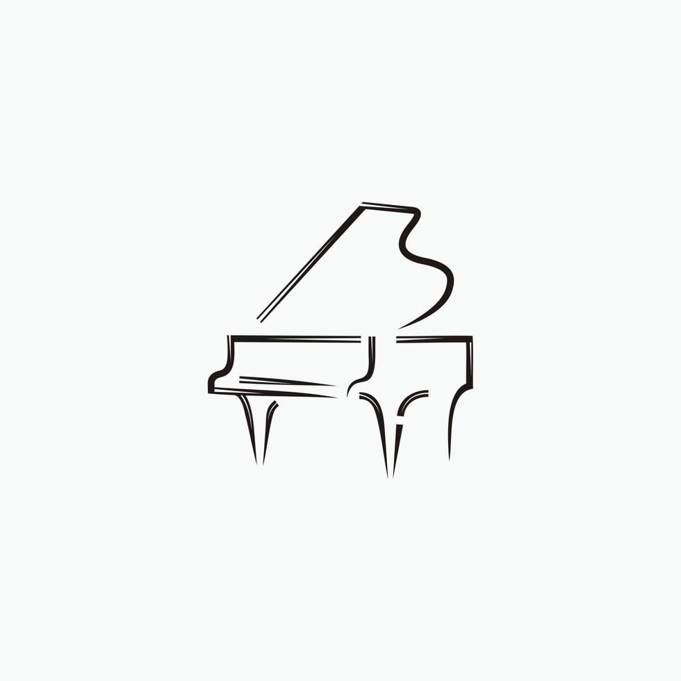 Grand piano logo design template design in line art style vector