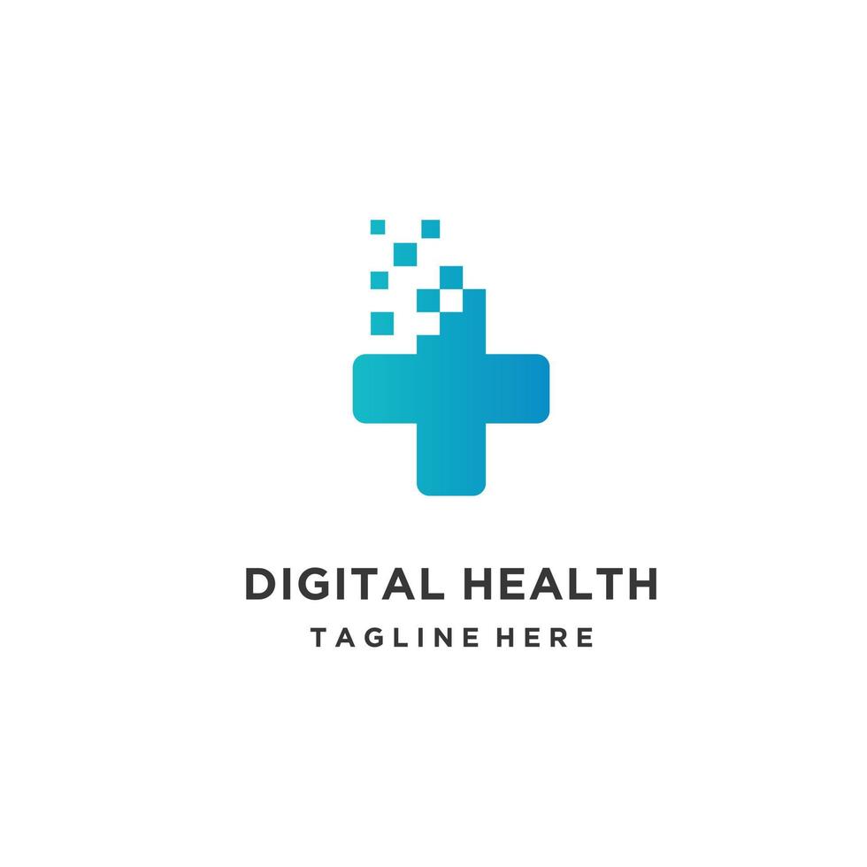 Medical Tech Logo Template Design. Digital Healthcare Vector. Icon. Symbol. Emblem. vector
