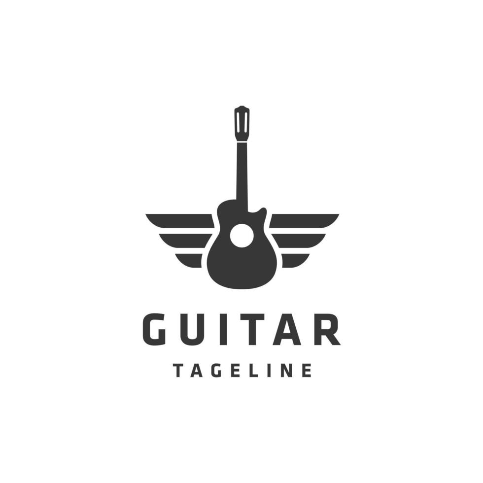 inspiración para el diseño del logotipo de combatiente de guitarra y alas vector