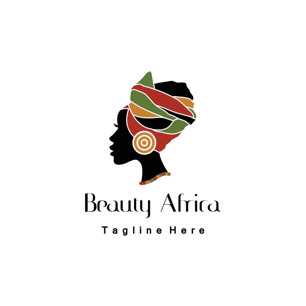 hermosa inspiración de diseño de logotipo de mujer africana vector