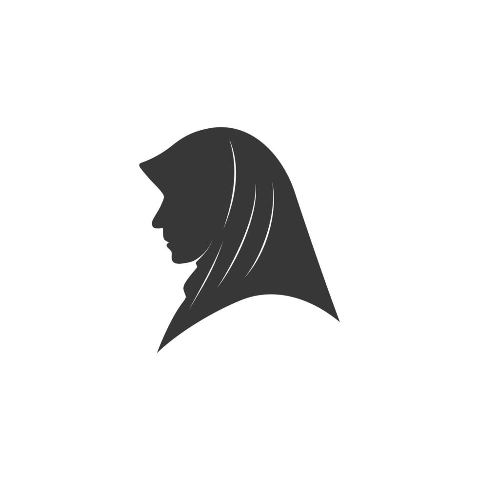 Moslem veil hijab side view silhouette logo design illustration vector