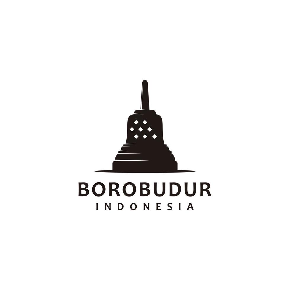 Borobudur Temple Stupa Silhouette icon template logo vector inspiration