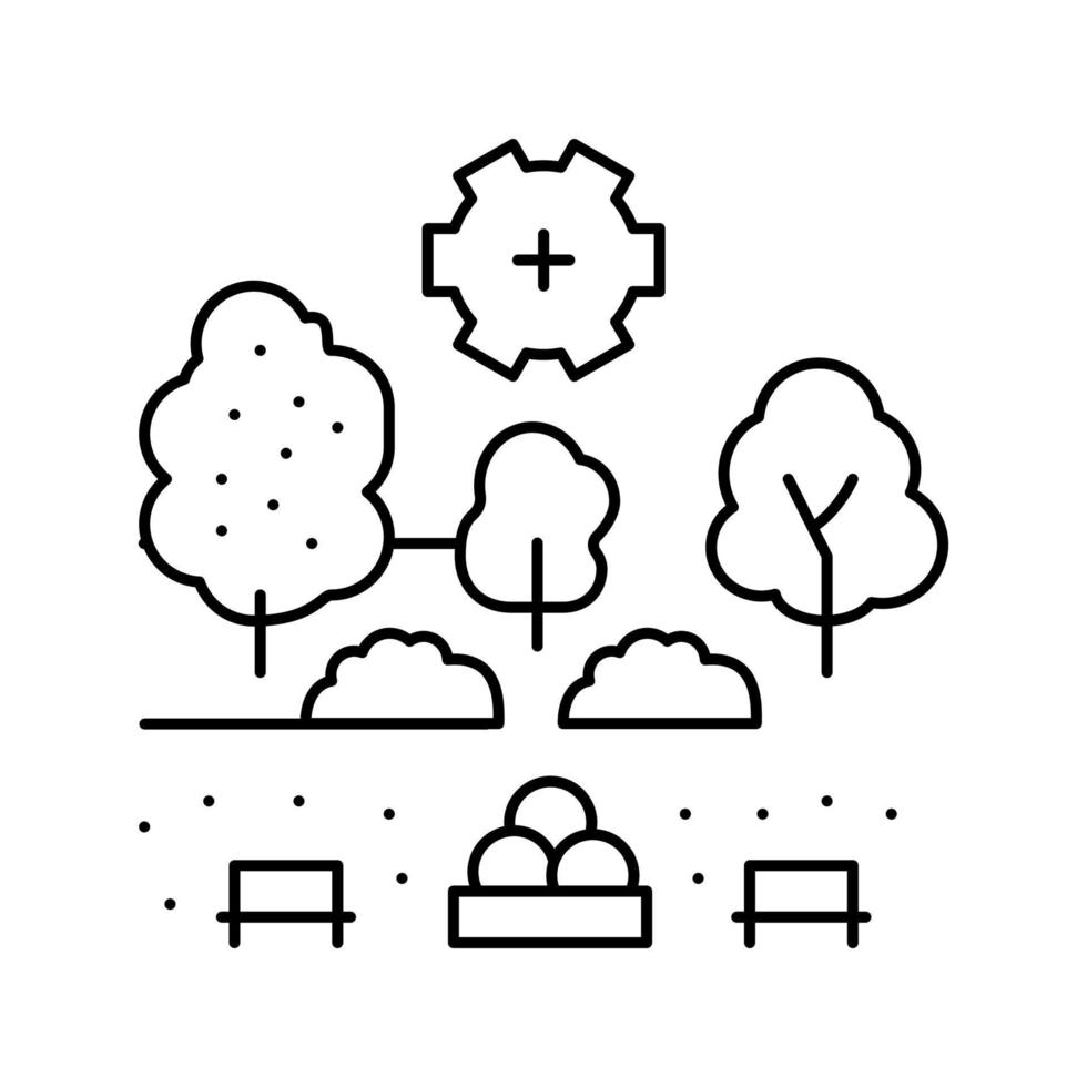 landscape development services line icon vector illustration