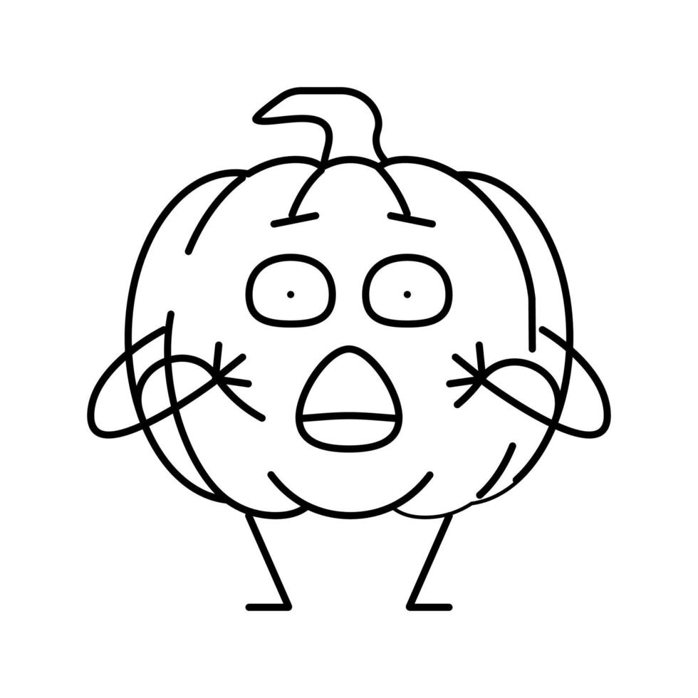 pumpkin vegetable character line icon vector illustration