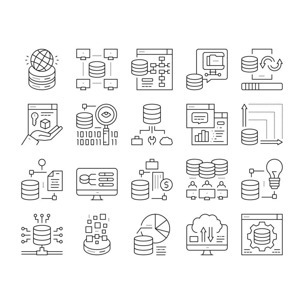 conjunto de iconos de colección de procesamiento digital ilustración vectorial vector