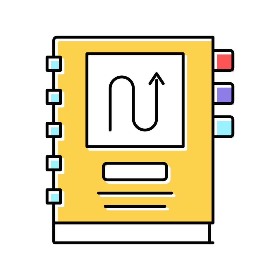cuaderno con ilustración de vector de icono de color de planificación de trabajo
