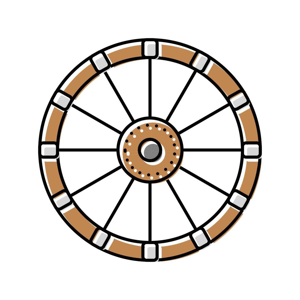 ilustración de vector de icono de color de rueda antigua