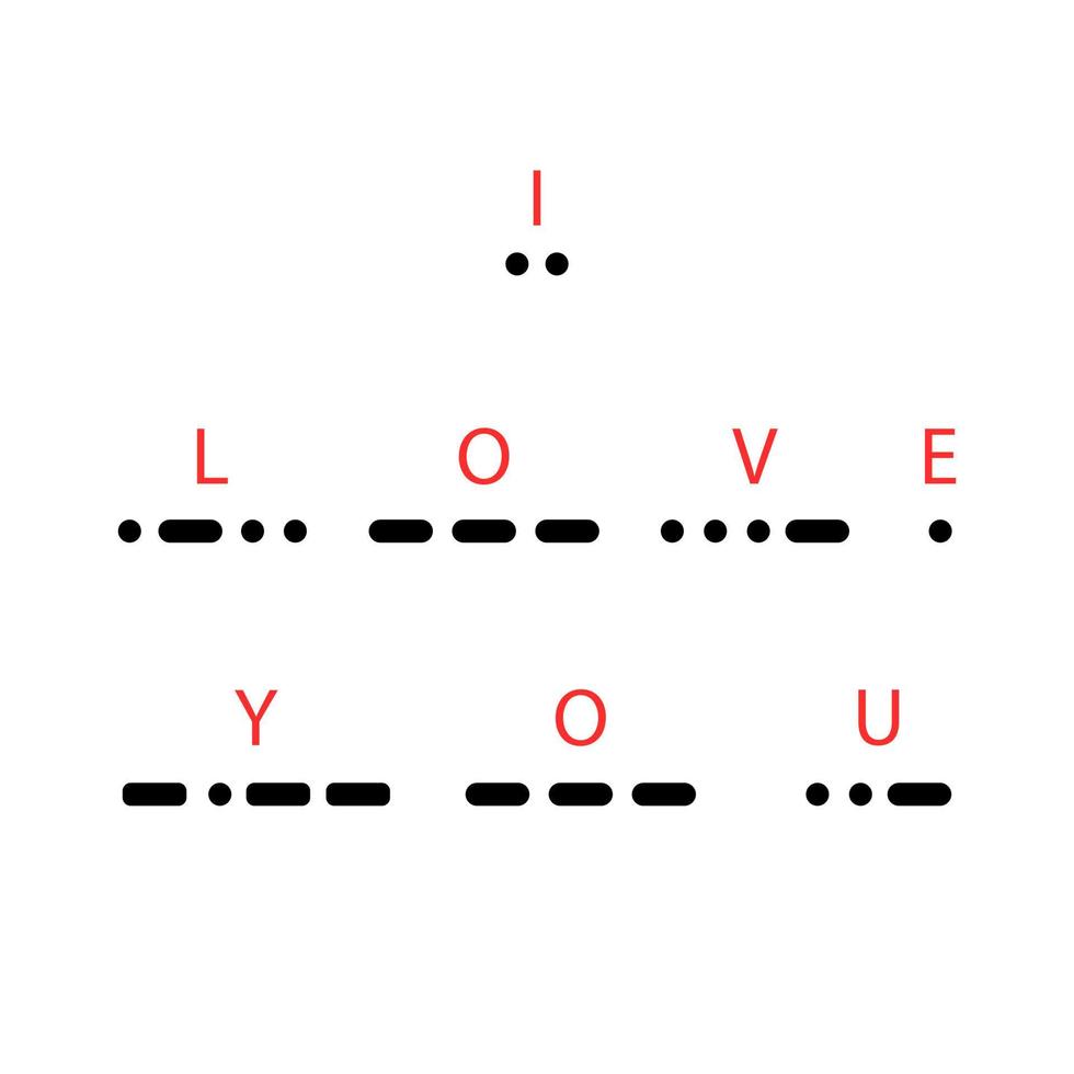 I Love You text in Morse code. Vector illustration.