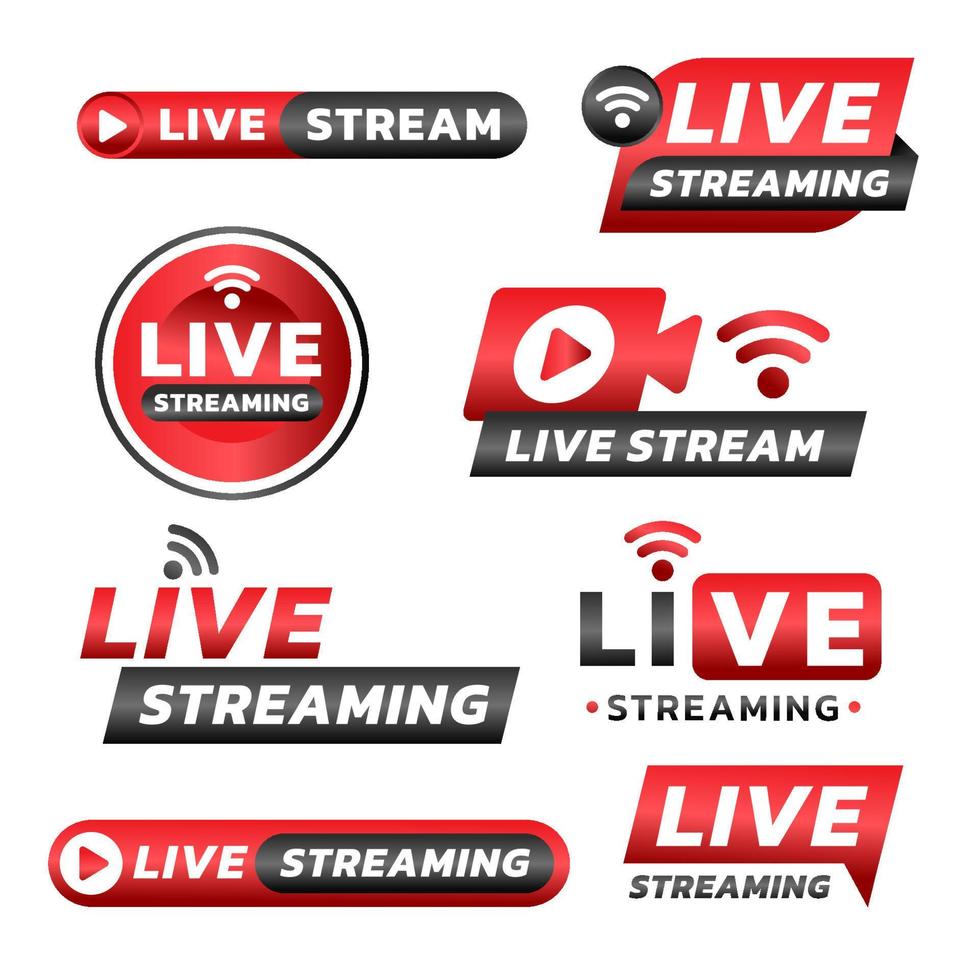 Set of Live Streaming Badges vector